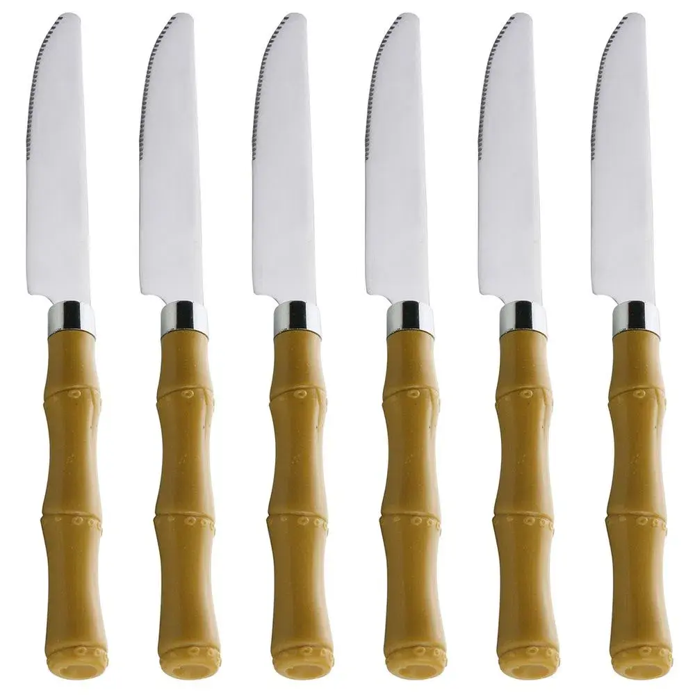 CONJUNTO 6 FACAS PARA MESA AÇO INOX CABO PLÁSTICO LYOR
