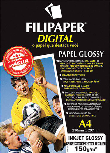 PAPEL PARA FOTO A4 GLOSSY 150G COM 15 FOLHAS