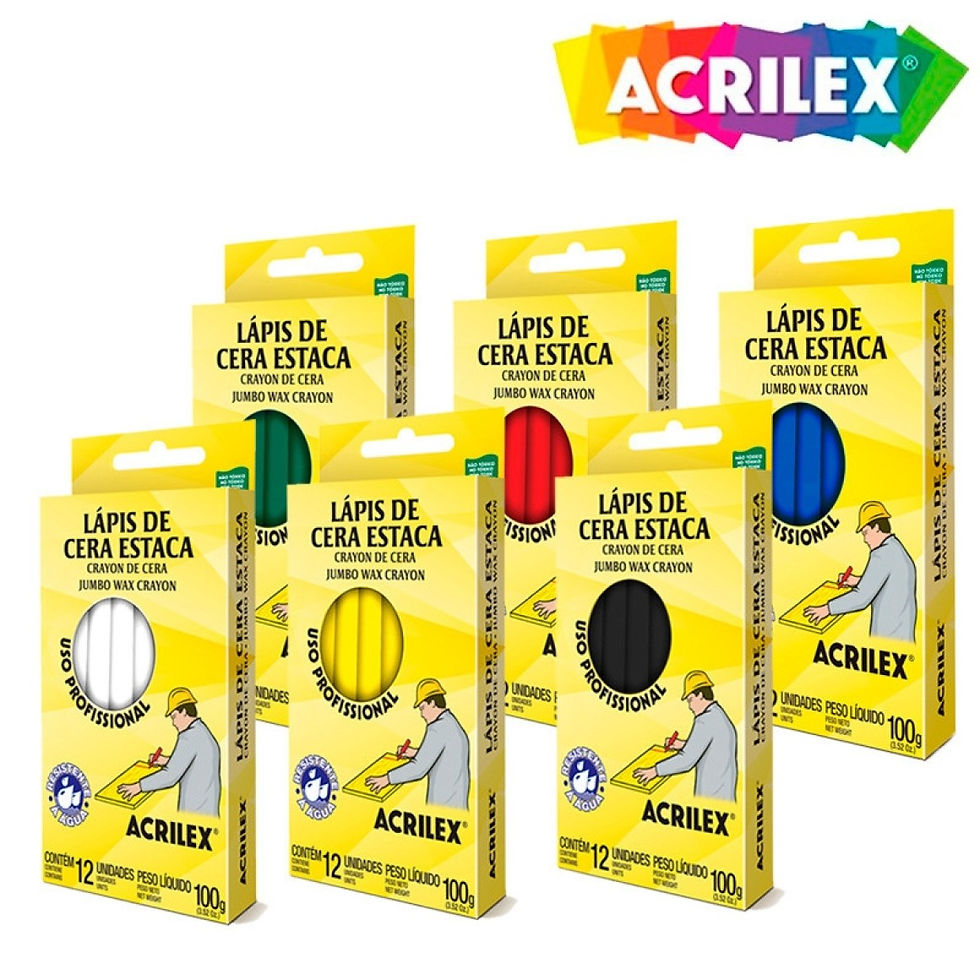 LÁPIS DE CERA ESTACA ACRILEX 12 UNIDADES (CORES VARIADAS)