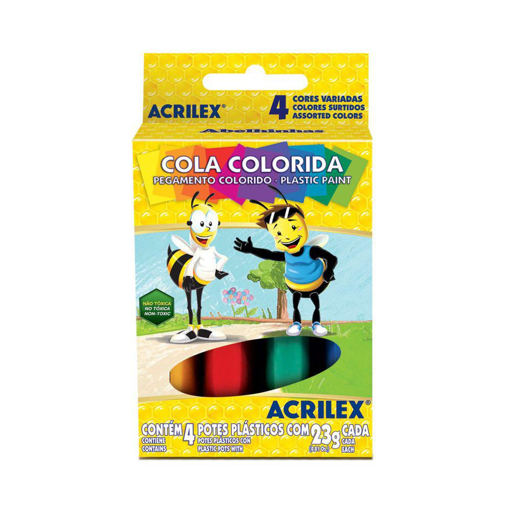 COLA COLORIDA 23G ACRÍLEX 4 CORES