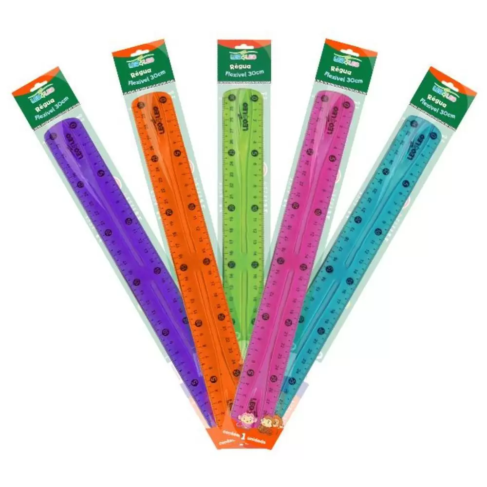 RÉGUA FLEXÍVEL 30CM - CORES VARIADAS LEONORA