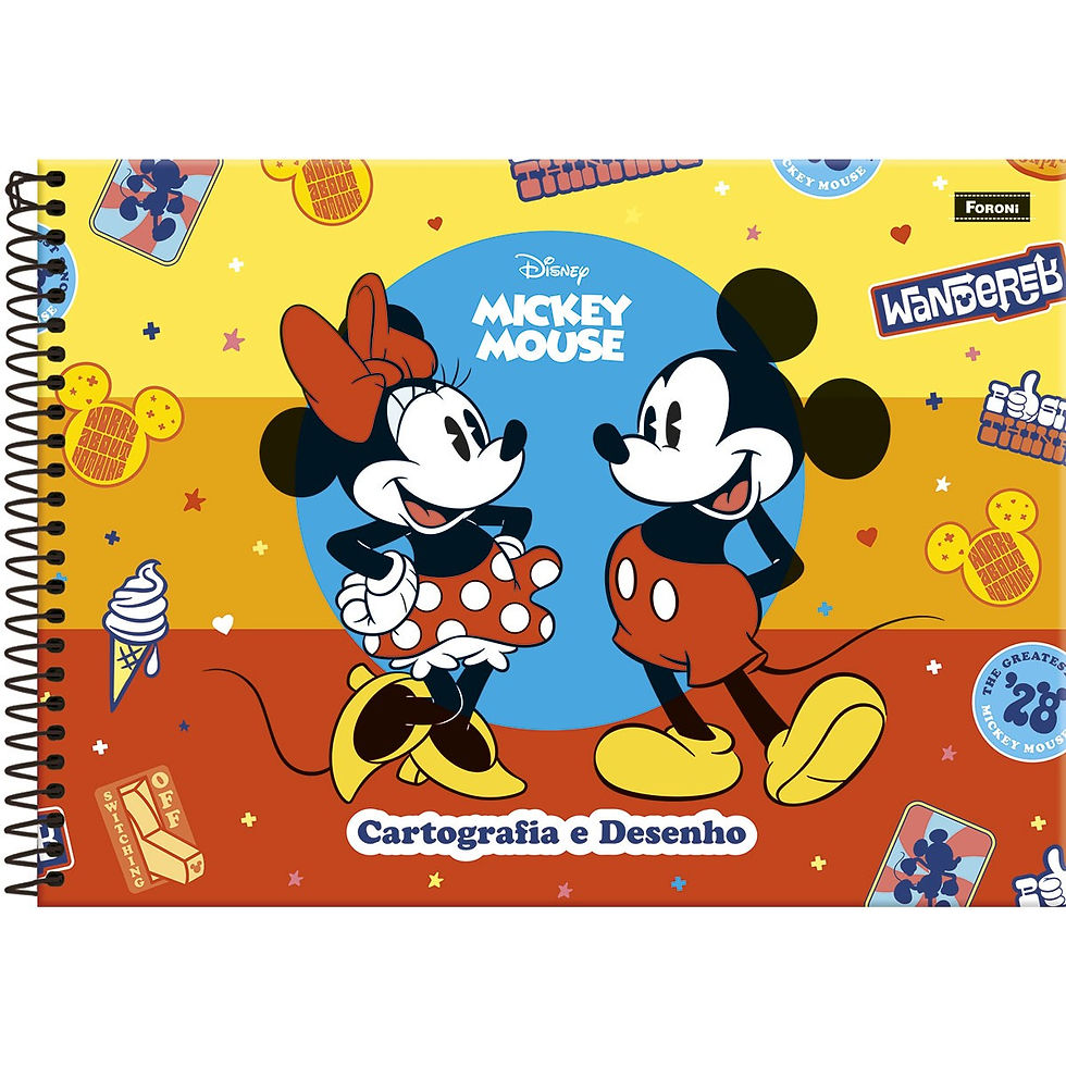 CADERNO DE DESENHO E CARTOGRAFIA MICKEY MOUSE 80 FOLHAS FORONI