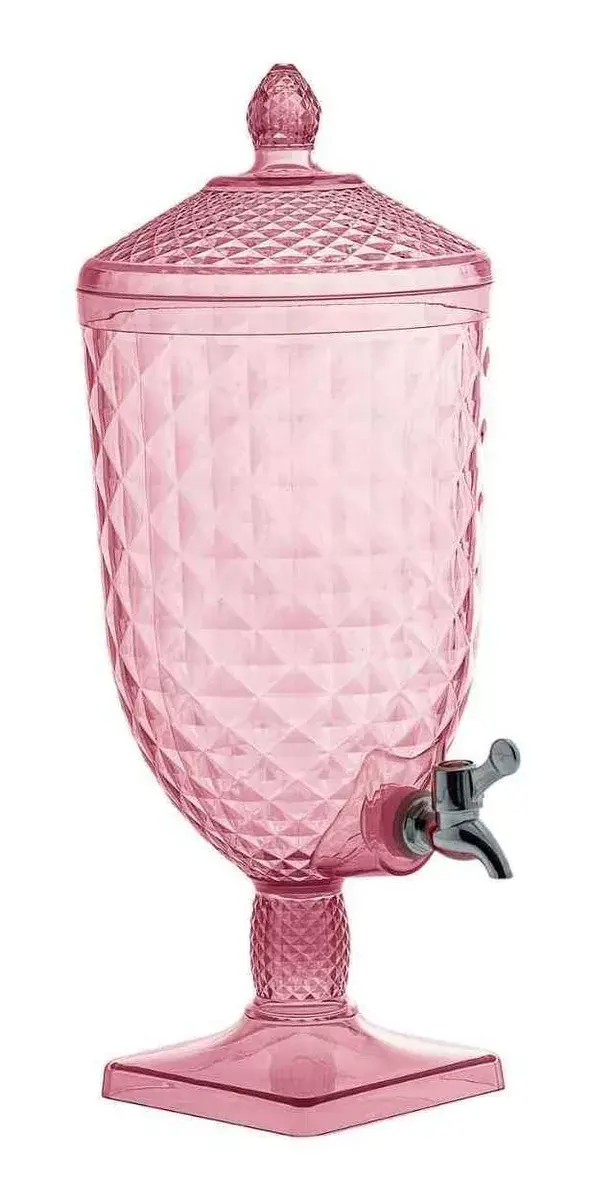 SUQUEIRA LUXXOR EM ACRÍLICO 5 LITROS ROSA COM TORNEIRA PARAMOUNT