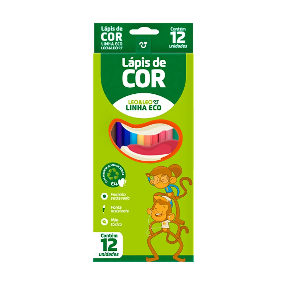 LÁPIS DE COR 12 CORES LEO E LEO LINHA ECO
