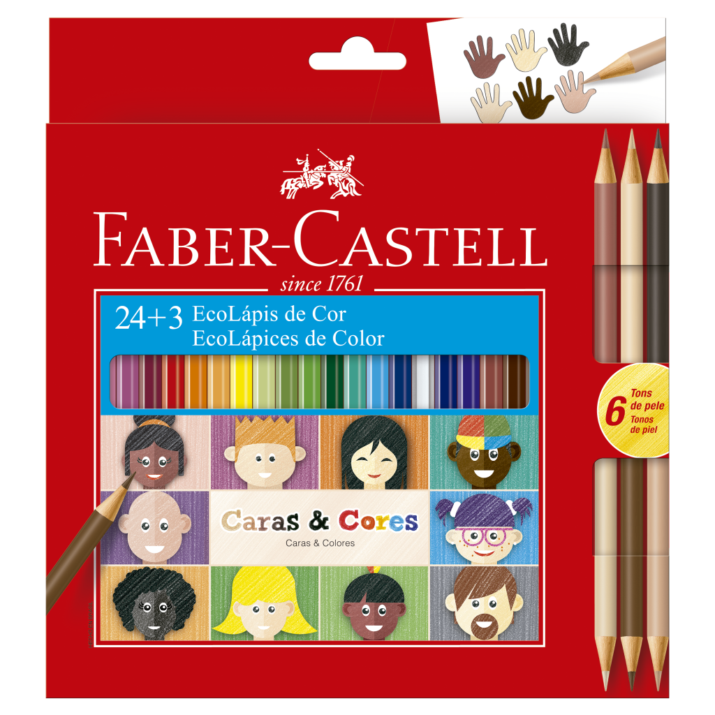 LÁPIS DE COR GRANDE CARAS E CORES FABER - 24 CORES +6 TONS DE PELE