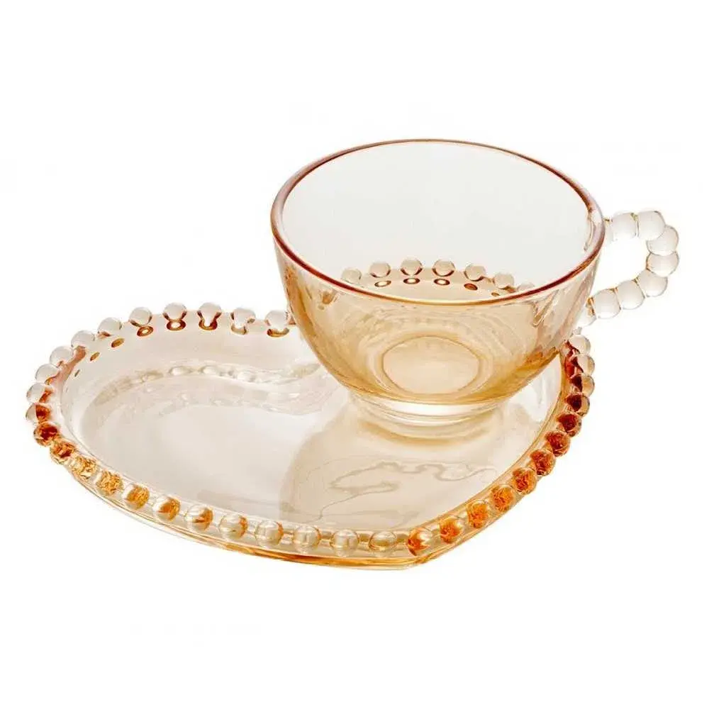 XÍCARA PARA CAFÉ E PIRES CRISTAL AMBAR 80ML LYOR