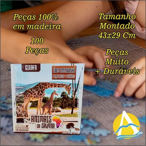 QUEBRA-CABEÇA 100 PEÇAS ANIMAIS DA SAVANA GIRAFA AQUARELA
