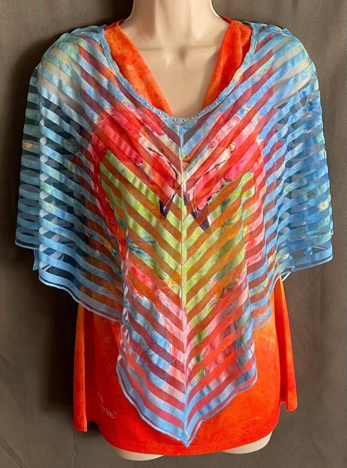 NWOT women's striped flamingo painted top with lining Leoma (M) MSRP $78