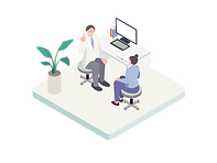 医師が診察室で患者に説明を行っている様子のイラスト