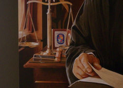 Detail of Judge Portrait scales of justice