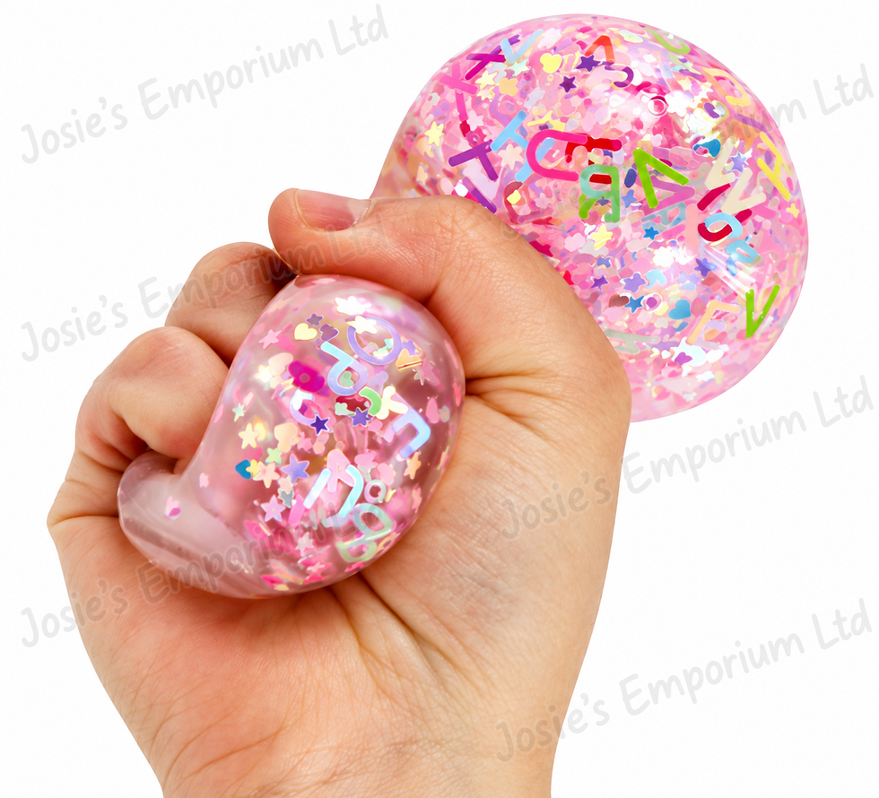 Pink Keycraft Alphabet Glitter Ball filled with colourful letters and glitter