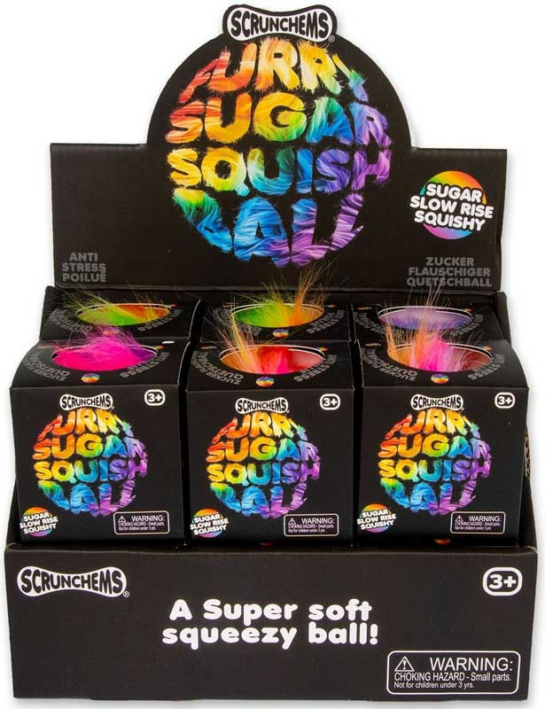 New Scrunchems Furry Sugar Squish Ball Sensory Squishy Sugar Gel 1+ rainbow furry slow rise sensory stress ball with colourfu