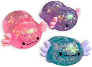 Scrunchems glitter axolotl sugar gel sensory squishy toys in assorted colours