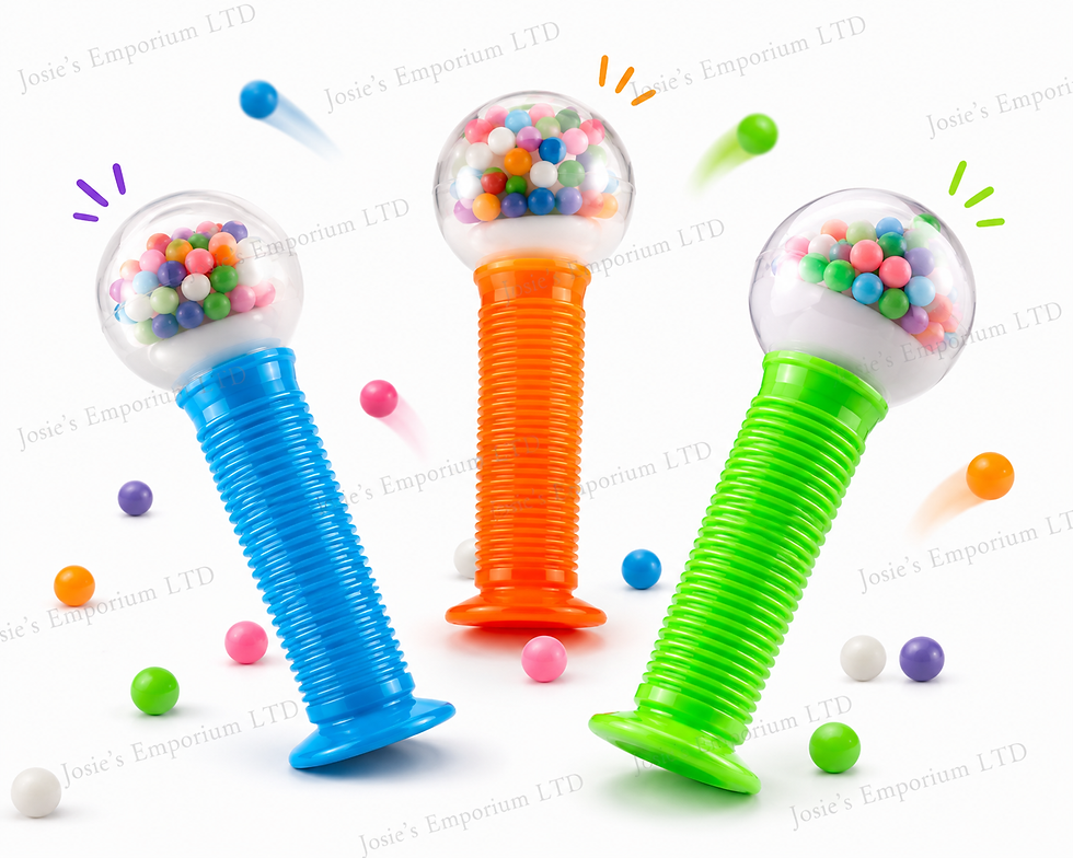Gumball Squish Pop Tube Fidget Toy with water-filled bead squishy top, ASMR sensory squeeze ball and extendable pop tube hand
