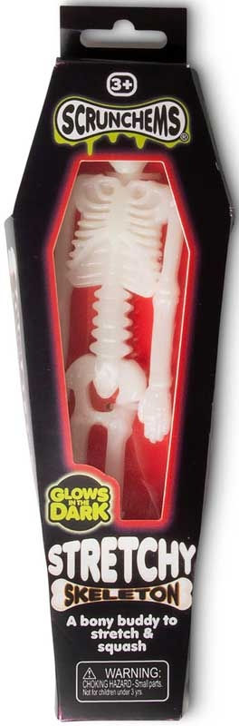 Thumbnail: Scrunchems glow in the dark stretchy skeleton sensory fidget toy in white and green