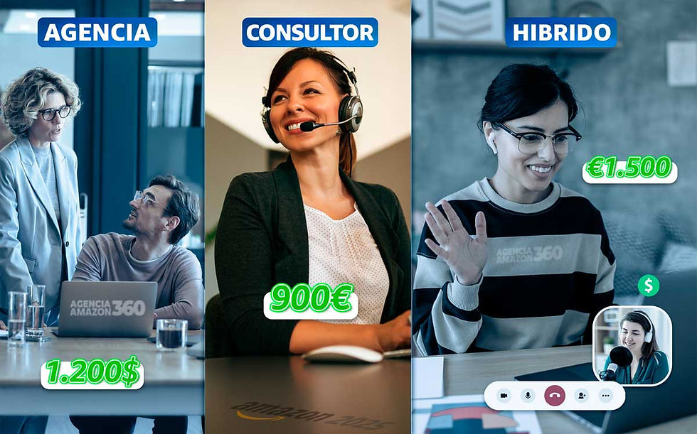 Agencia de Amazon vs consultor Amazon vs modelo híbrido en España 2025 – comparación de costes, cobertura 360, escalabilidad y riesgos