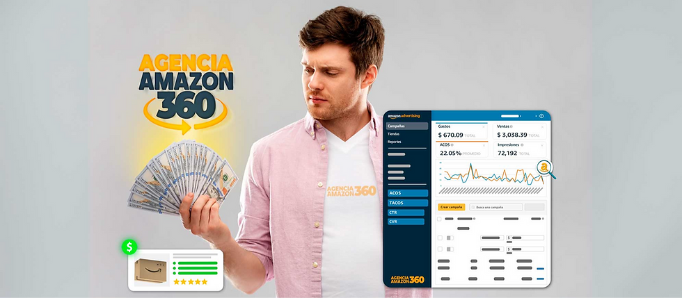 Qué hace una Agencia de Amazon: Equipo optimizando listings y campañas con KPIs ACOS, TACOS, CTR y CVR en Seller Central