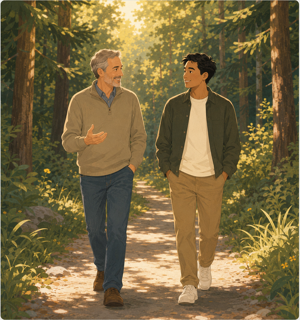 Older man coaching younger man on path.png