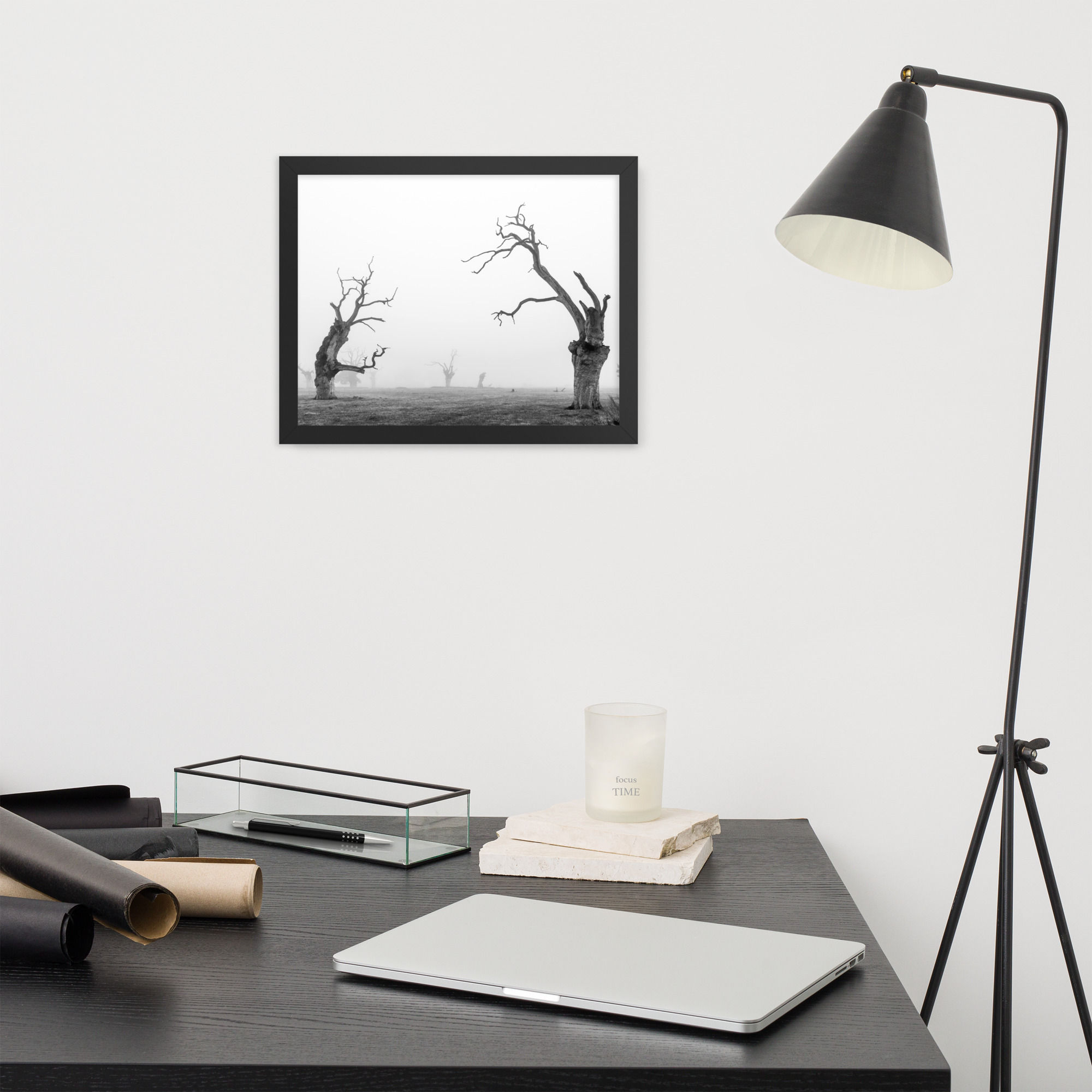 Trees in Fog Framed Enhanced Matte Poster