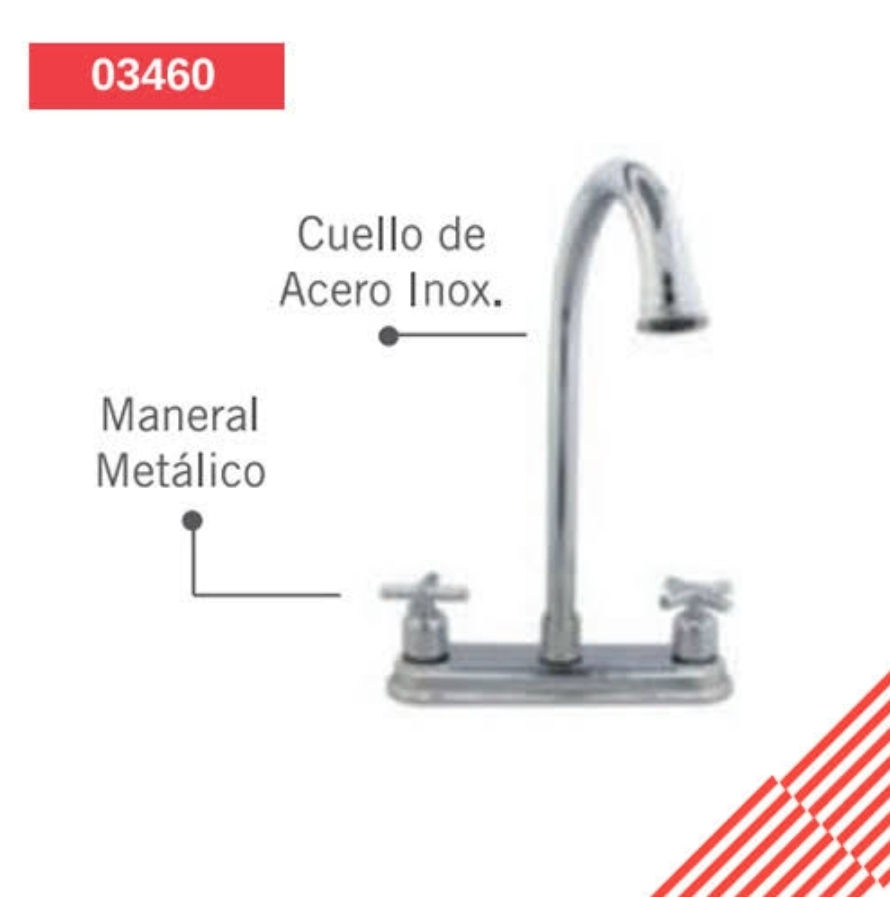 MEZCLADORA DE COCINA INDUS CUELLO ALTO SATÍN PULIDO 03460