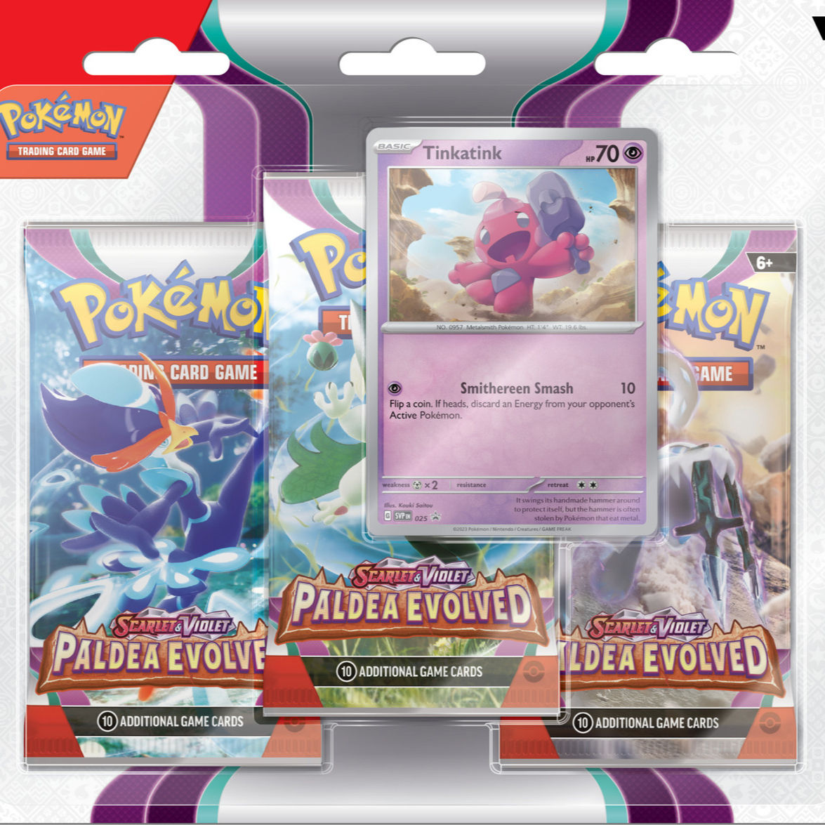 Scarlet & Violet-Paldea Evolved 3 Booster Packs & Tinkatink Promo Card