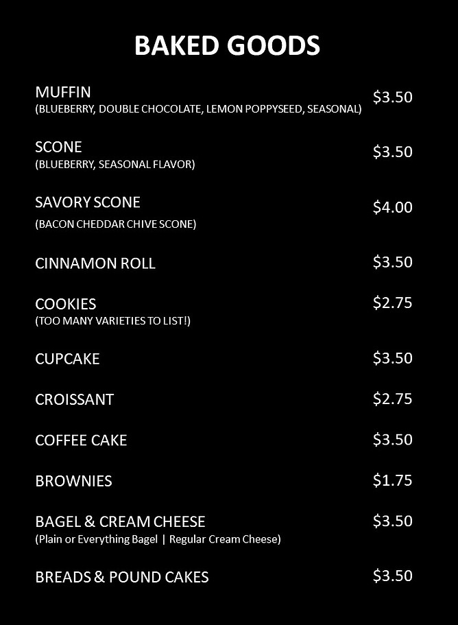 Menu JAMS Coffee Bar