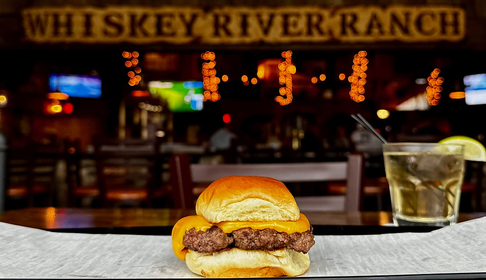 Cheeseburger slider at Whiskey River bar
