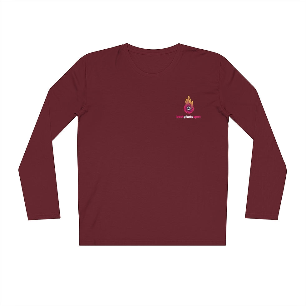 Thumbnail: Maroon long-sleeve shirt with a colorful logo