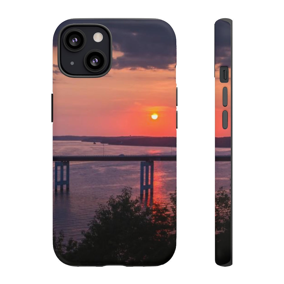 Thumbnail: Phone case with sunset over bridge and water