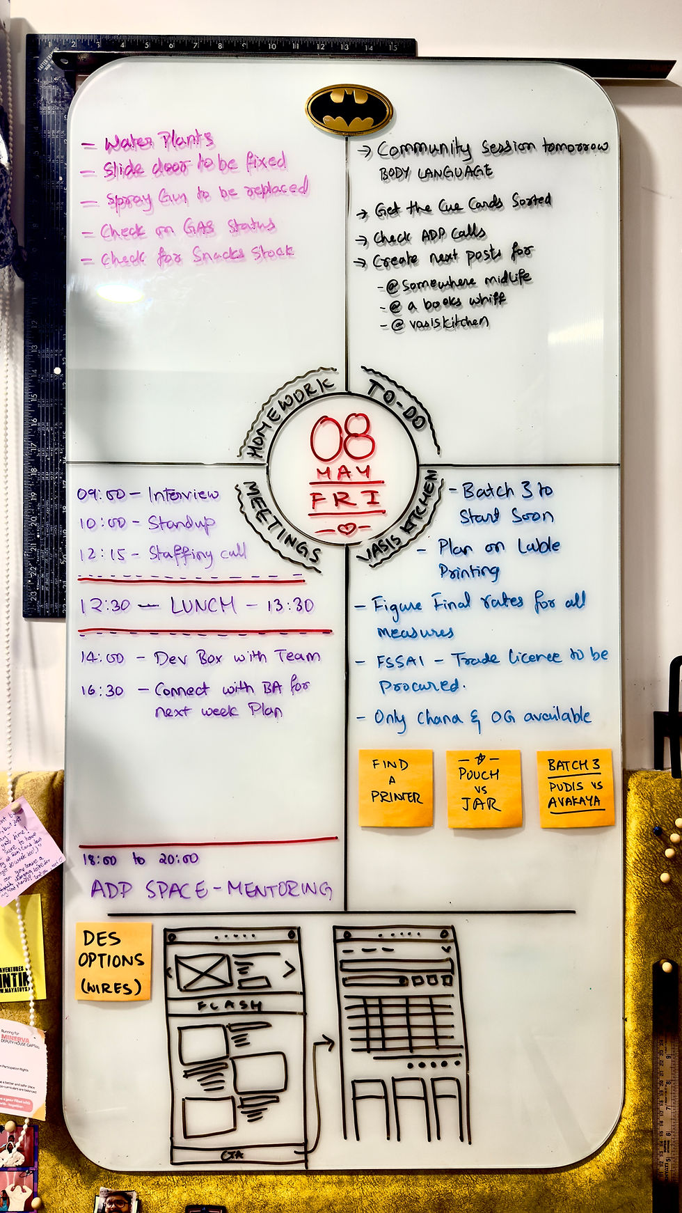A white board with a alot od To-Do lists