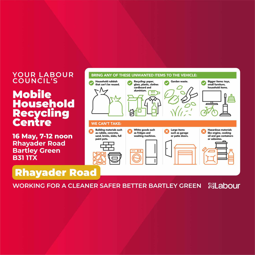 Mobile Household Recycling Centre is coming to Bartley Green