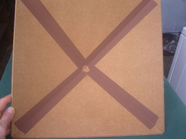 The inside of my Giza Cardboard Pyramid showing the high-quality cloth duct tape holding it together.