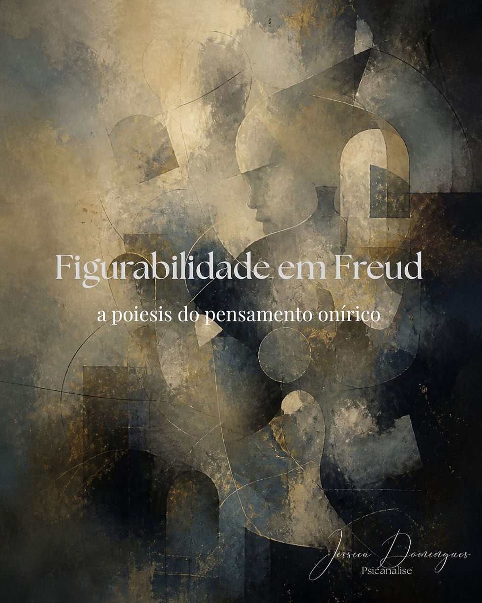 Imagem abstrata em tons suaves de azul, bege e cinza, com formas difusas e parcialmente delineadas que emergem e se dissolvem no mesmo campo, sem contornos definidos ou cena reconhecível, no blog da psicanalista Jéssica Domingues, no texto “Figurabilidade em Freud: a poiesis do pensamento onírico”.