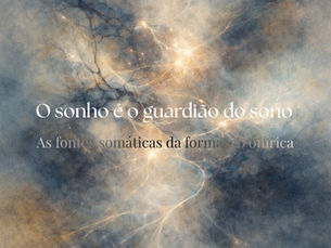 Ilustração abstrata em tons azulados e dourados que evoca uma rede orgânica em movimento, representando o tema “O sonho é o guardião do sono: As fontes somáticas da formação onírica”, no blog da psicanalista Jéssica Domingues.