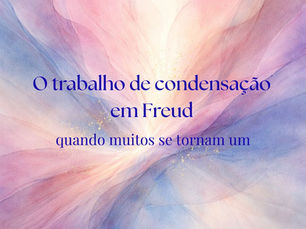 Imagem em aquarela para o blog da psicanalista Jéssica Domingues, inspirada no texto “O trabalho de condensação em Freud: quando muitos se tornam um”, com camadas translúcidas que convergem e se adensam, em tons suaves de rosa, azul e violeta, formando uma atmosfera onírica e etérea.