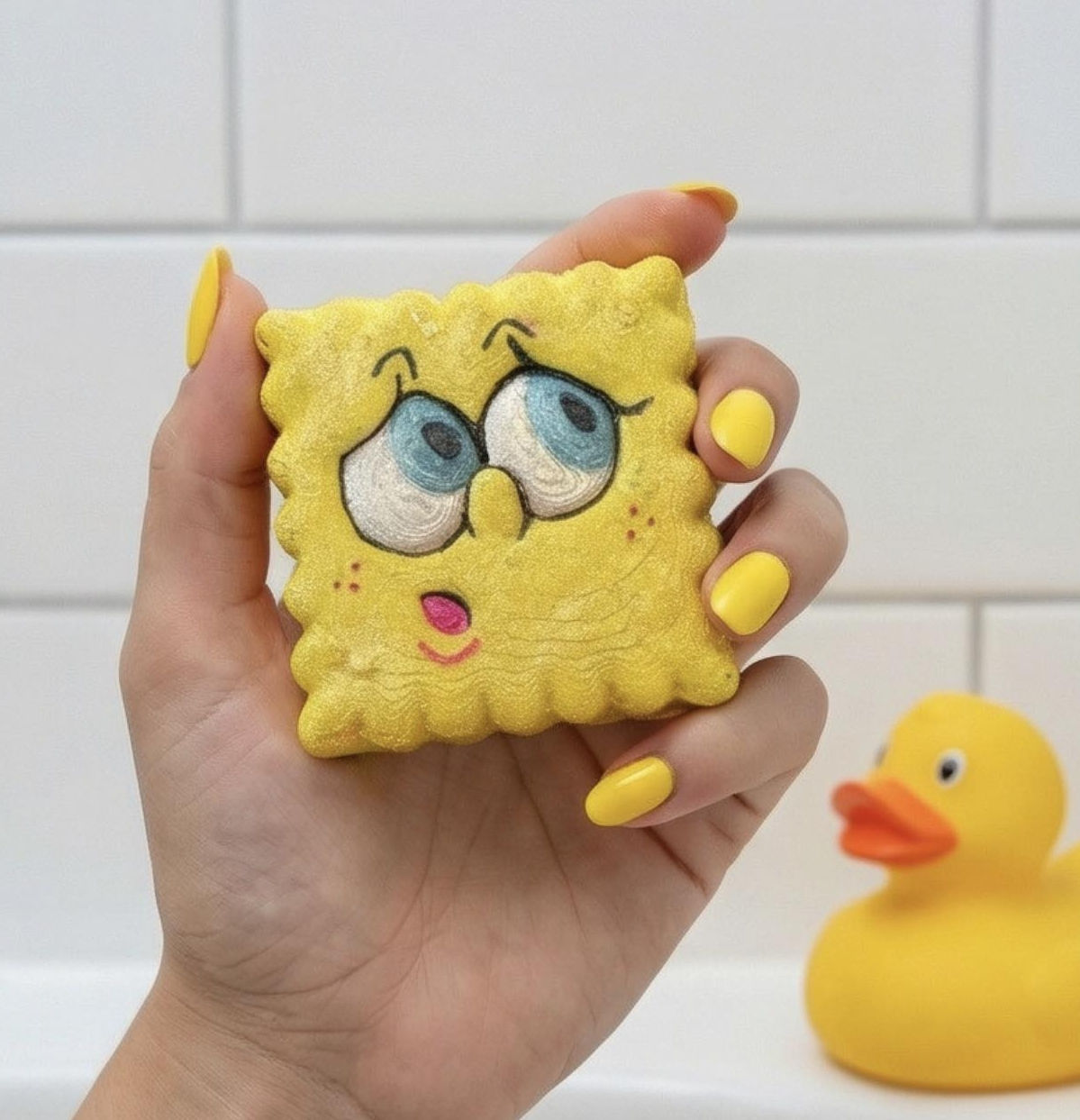 Sponge Square Bath Bomb | Yellow Square Fizzy, Handmade Spa Gift