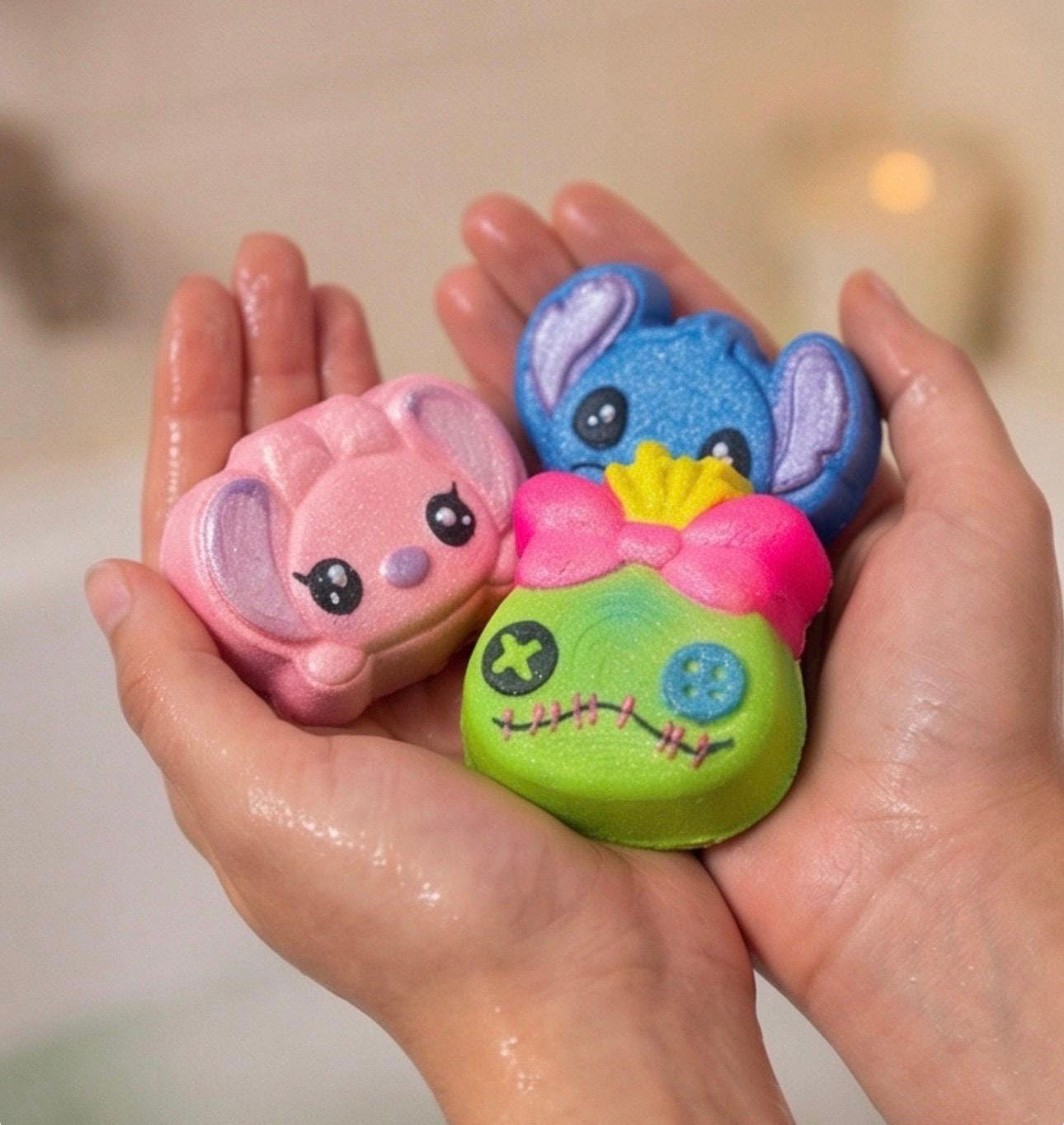 Set of 3 Hawaiian Bath Bomb | Blue Teddy Bear Shape, Handmade Fun