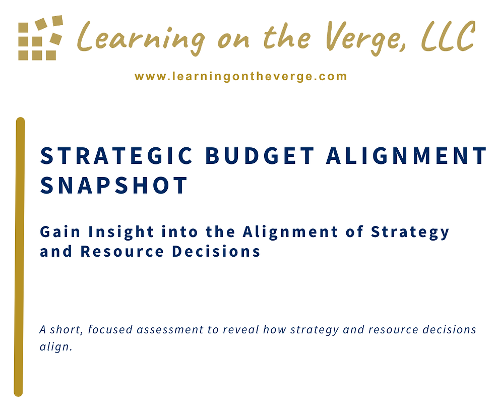 Strategic Budget Alignment Snapshot by Learning on the Verge, LLC, an assessment tool for evaluating strategy and budget alignment.