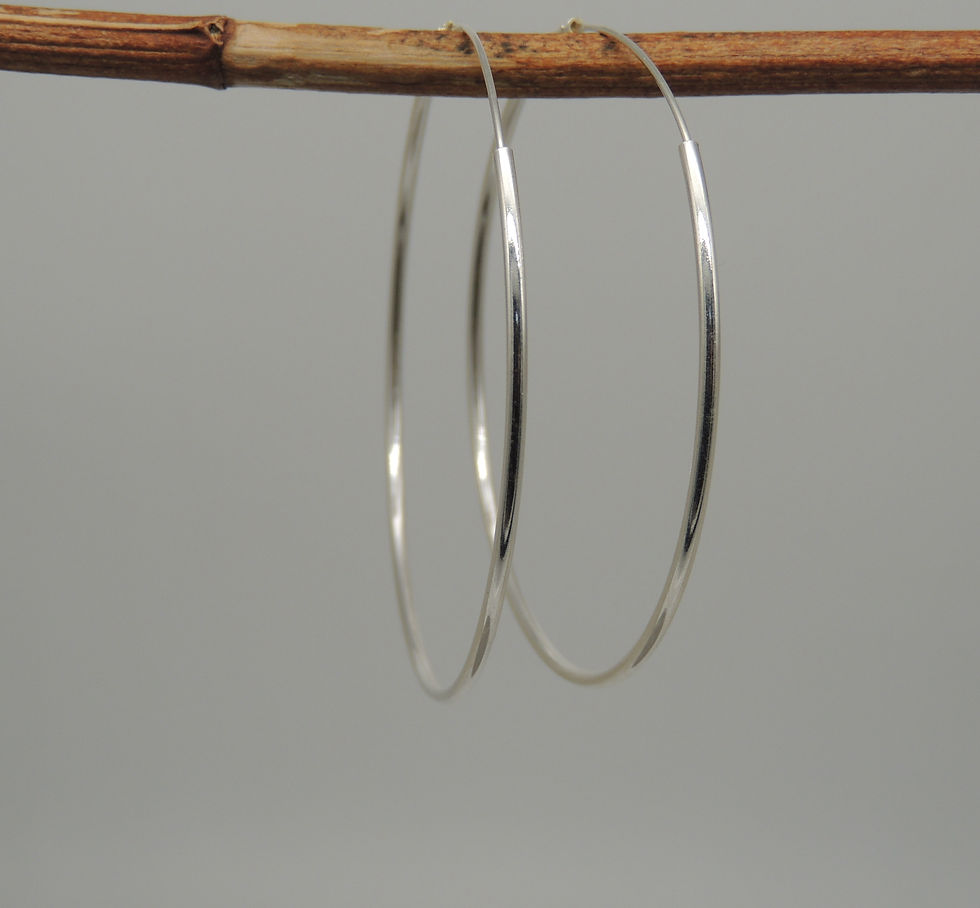 Silver round edge Hoops