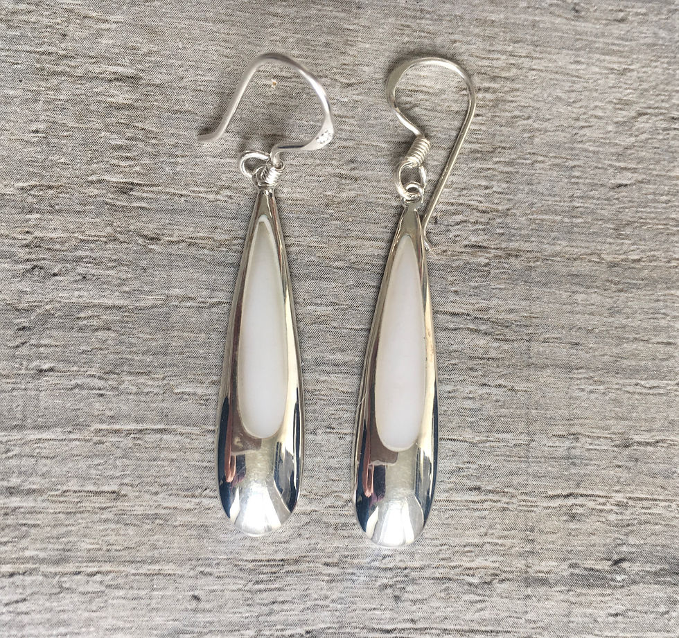 Mother of Pearl Inlaid Silver Earrings