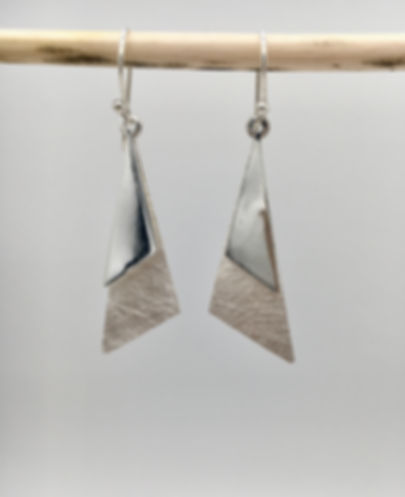 Geometric Brushed Silver Earring