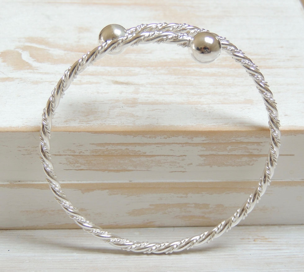 Thumbnail: Braided Twist Silver torque bangle