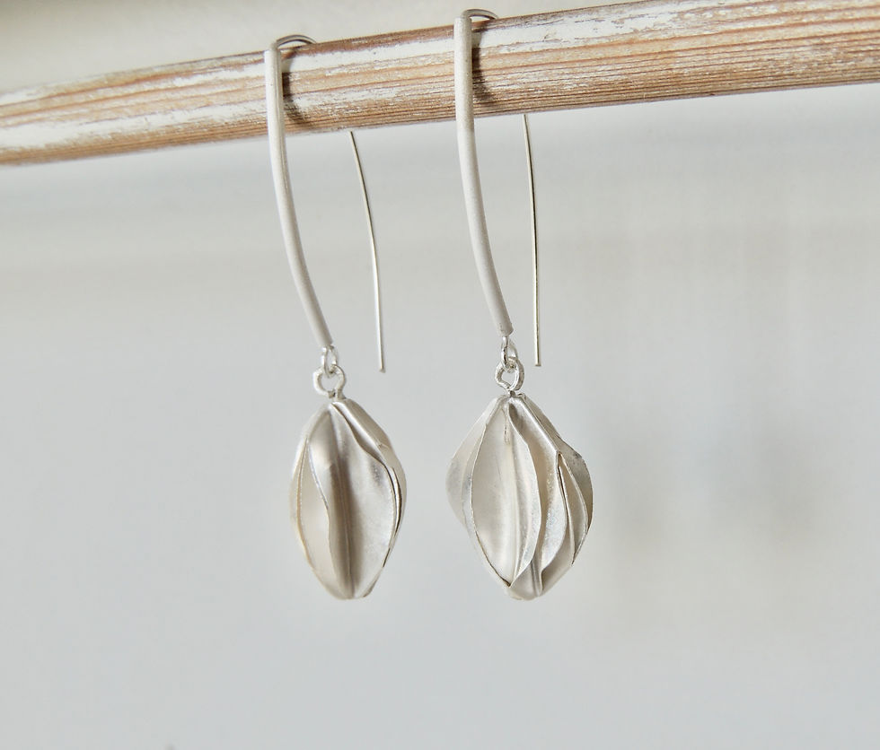 Thumbnail: Long stem designer silver earring