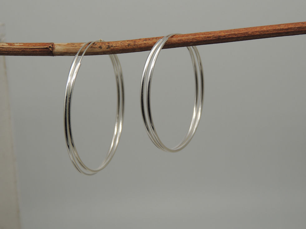 Thumbnail: Silver round edge Hoops