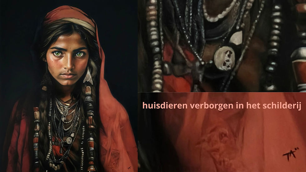 een persoonlijke touch bij een kleurrijk portret schilderij - portret laten schilderen Tess Anders blog