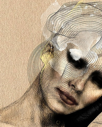 Beautifully Chaotic Collectie met vrouwelijke geschilderde portretten met een toevoeging van 24 karaat bladgoud, gemaakt door kunstenaar Tess Anders