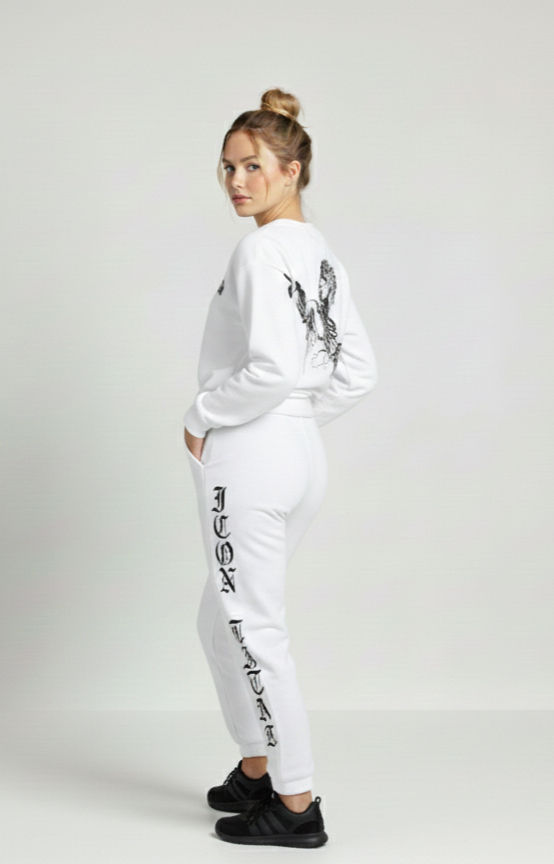 White Nero Tracksuit (Sweat Top & Sweat Pants) Side View
