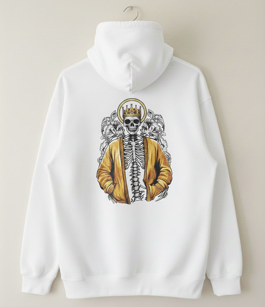 White Cardigan King Hoodie Back View