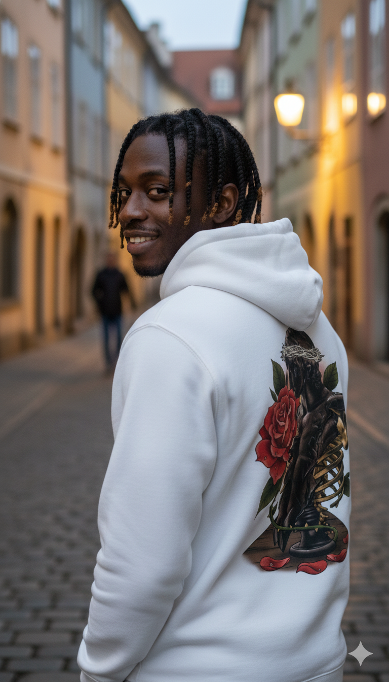 Thumbnail: White Caesar Hoodie Back View