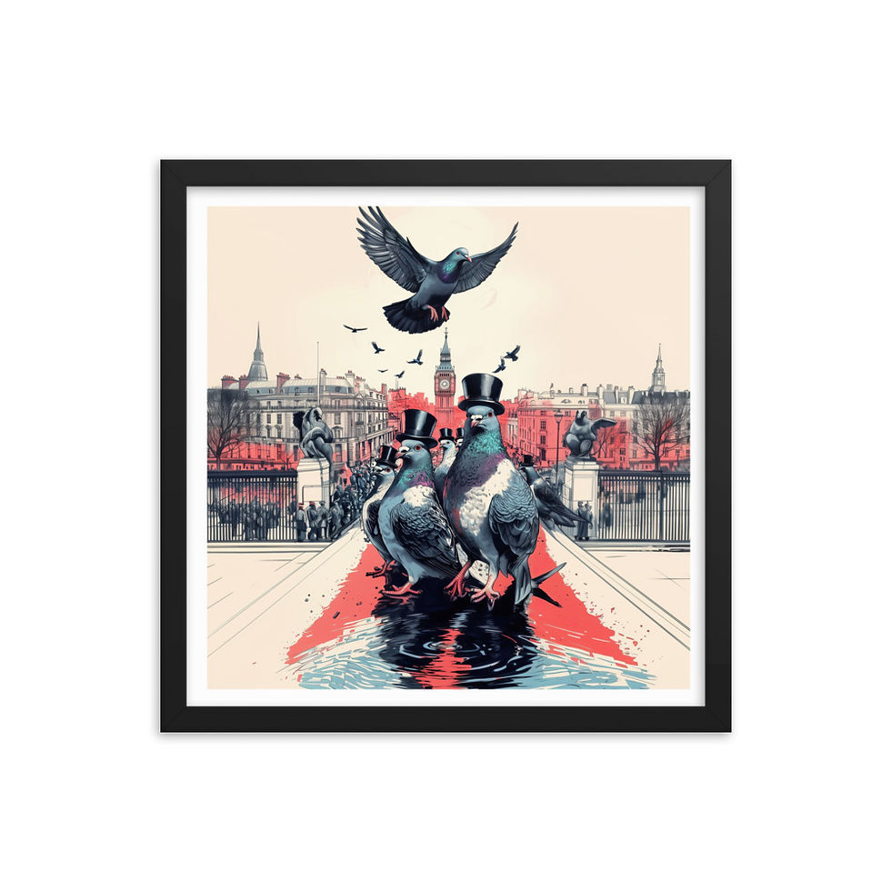 Thumbnail: Posh Pigeons and Big Ben Framed Poster